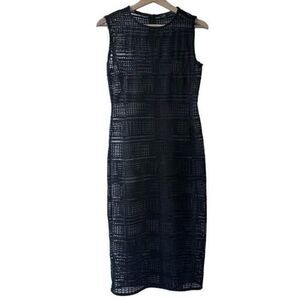 Zara black crocheted midi dress small cocktail sophisticated sexy chic clean lbd